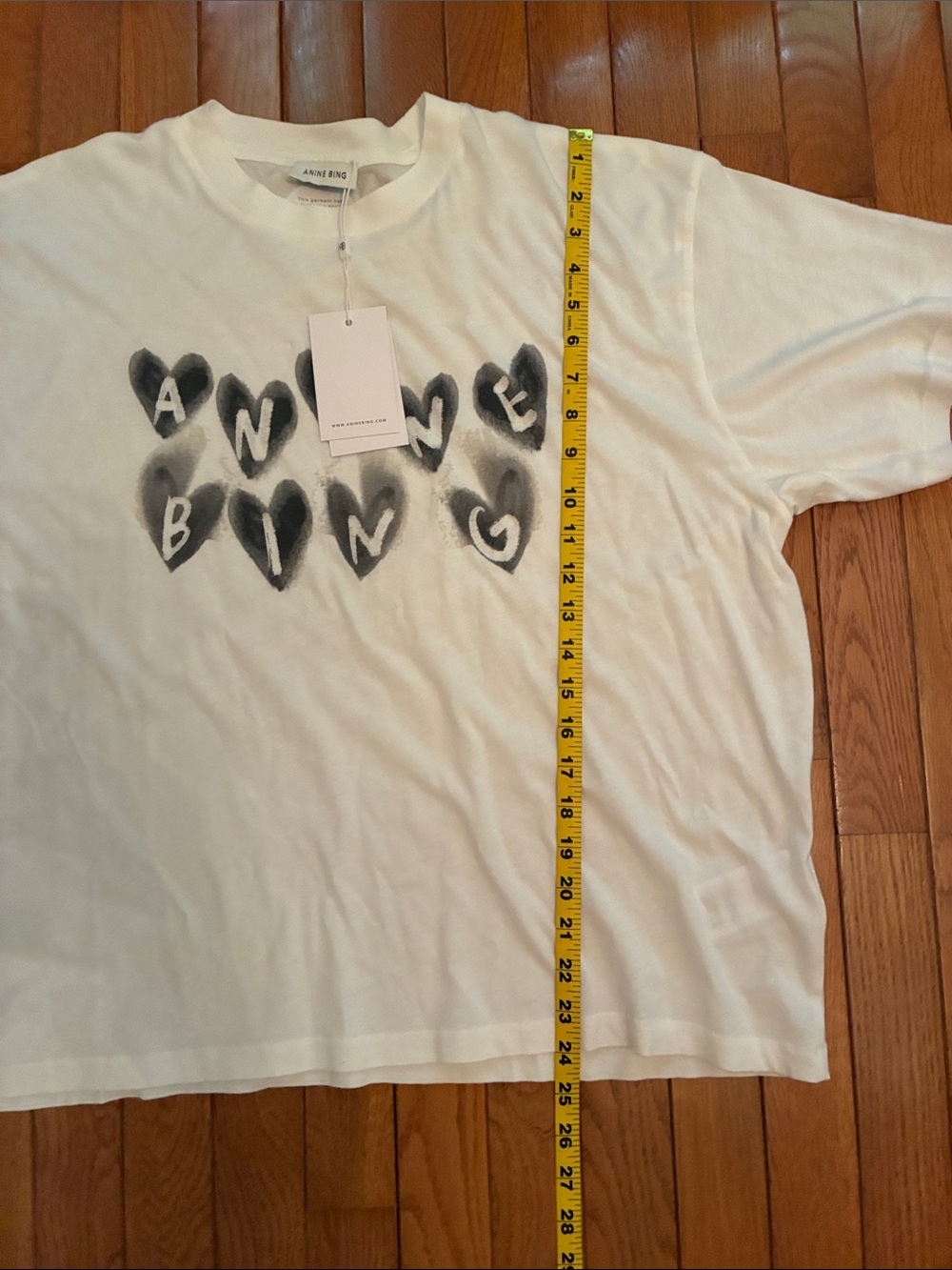 Anine Bing Cade Tee with Hearts (Ivory & Black) - Picture 15 of 17